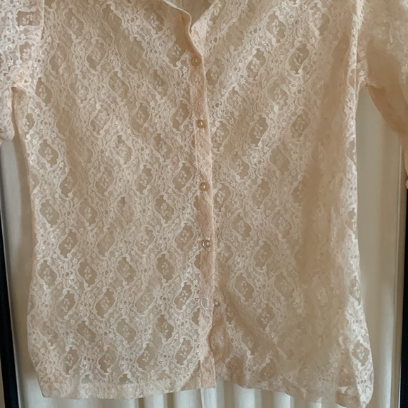 VTG NWOT Gold Label Jessica’s Gunnies San Fran Polyester Lace Button Down Shirt - Picture 6 of 11